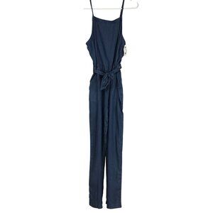 MARKET & SPRUCE - WOMEN'S XLARGE -BLUE TIE WAIST WIDE LEG JUMPSUIT
